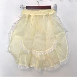 LAST CHANCE Vtg Sheer Yellow Apron with Lace Trim